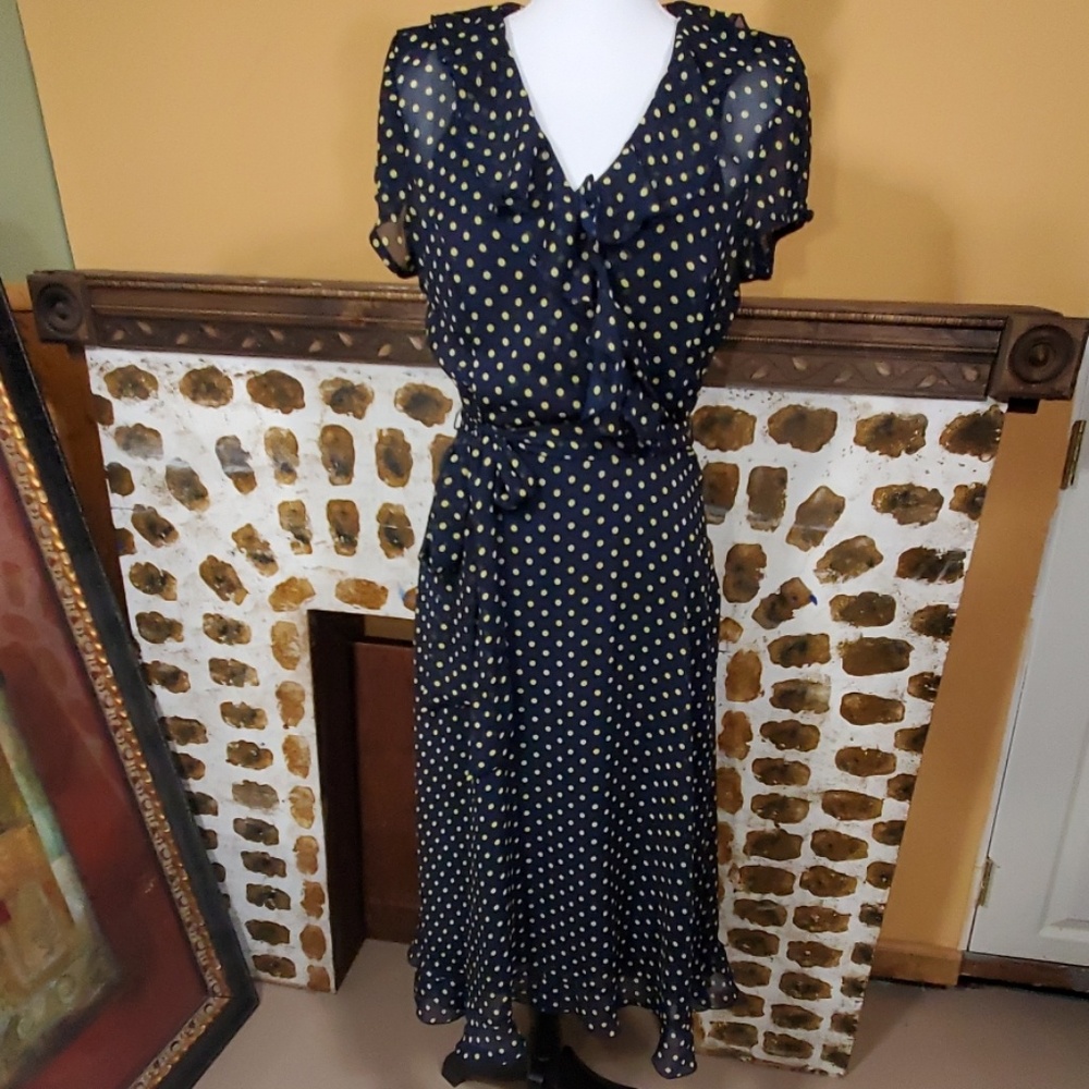 Navy polka-dot dress